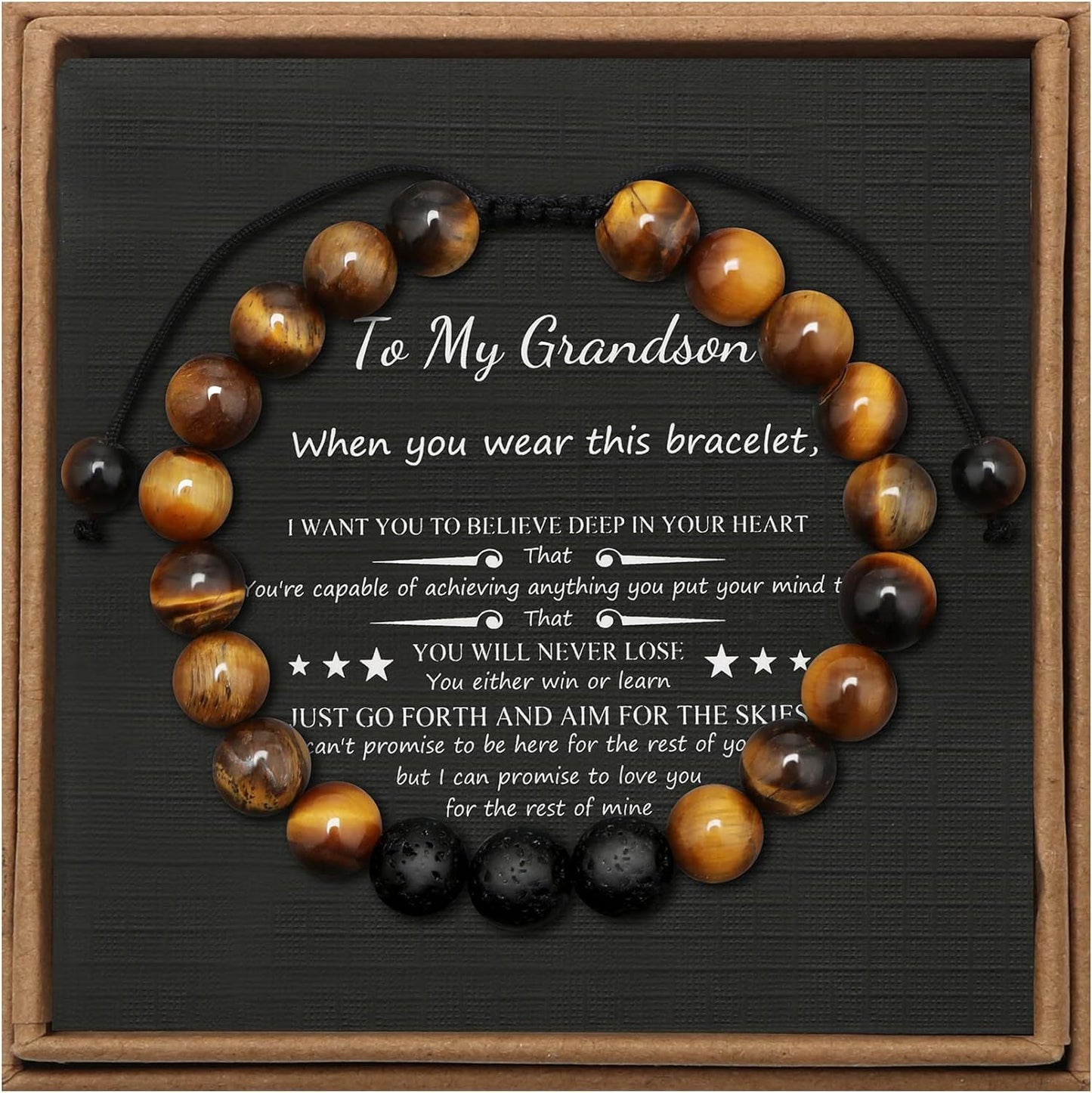 Men's Geometric Tiger's Eye Beaded Bracelet Adjustable Double Layer Handmade Gift