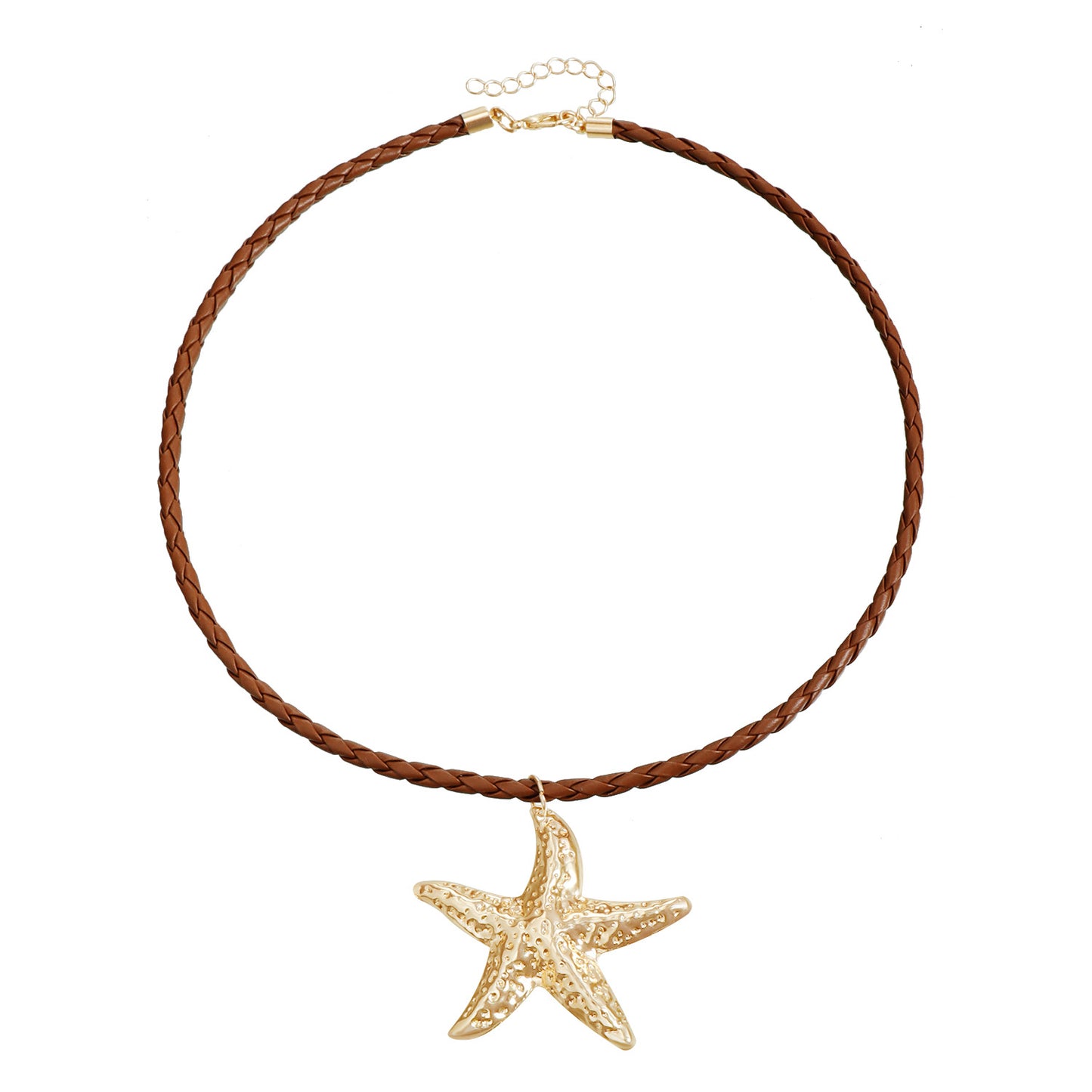 Collar con colgante de estrella de mar de moda en aleación con acabado galvanizado para mujer, diseño geométrico, estilo cadena de clavícula