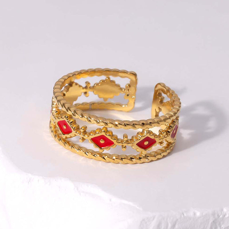 Anello regolabile da donna in acciaio inossidabile con design a occhio e finitura galvanica