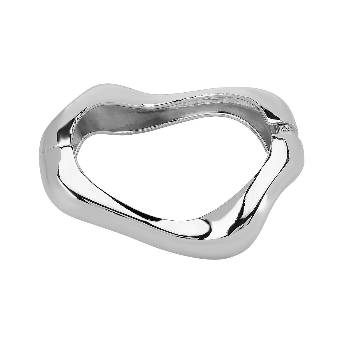 Hip Hop Style Irregular Hammered Texture Alloy Bracelet with Polished Finish