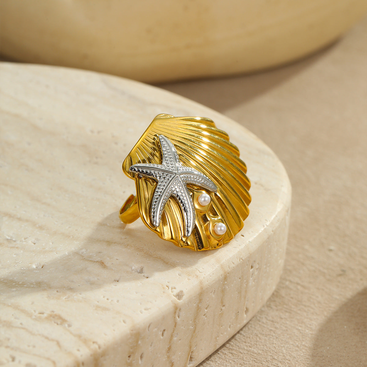 Fashionable Ocean-Inspired Stainless Steel Earrings with Shell and Starfish Motifs for Women