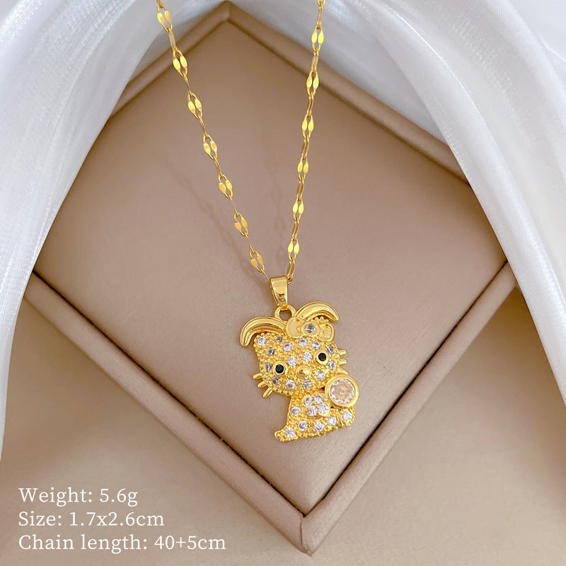 Collana Geometrica con Cielo Stellato da Donna con Strass Micro-Incastonati in Acciaio al Titanio, Stile Dolce, Fresco e Minimalista