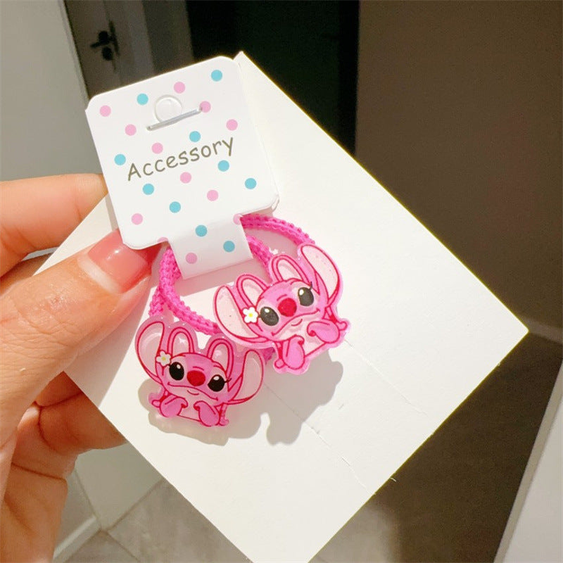 Cartoon Character Hair Tie for Kids with Knitted Fabric Construction in Pastel Macaron Color Palette Minimalist Style