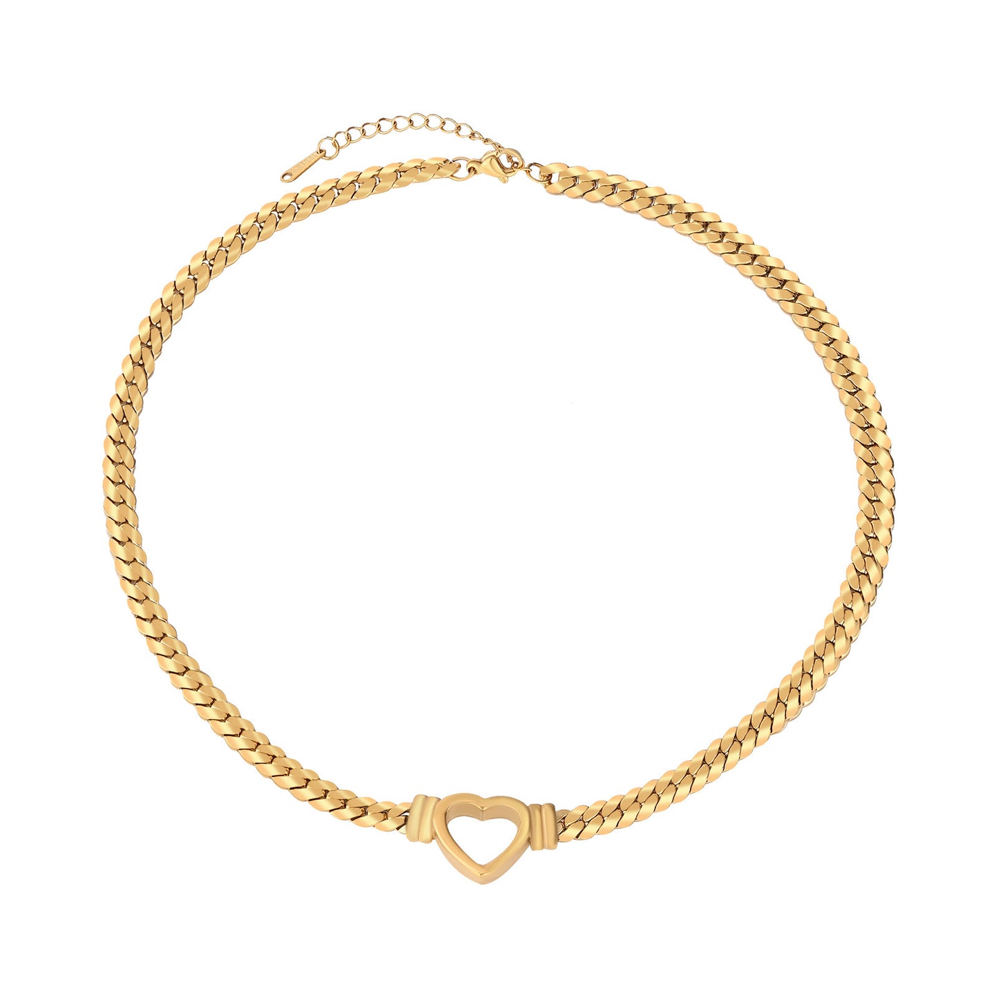 Elegante set collana e bracciale da donna in acciaio inossidabile placcato a forma di cuore