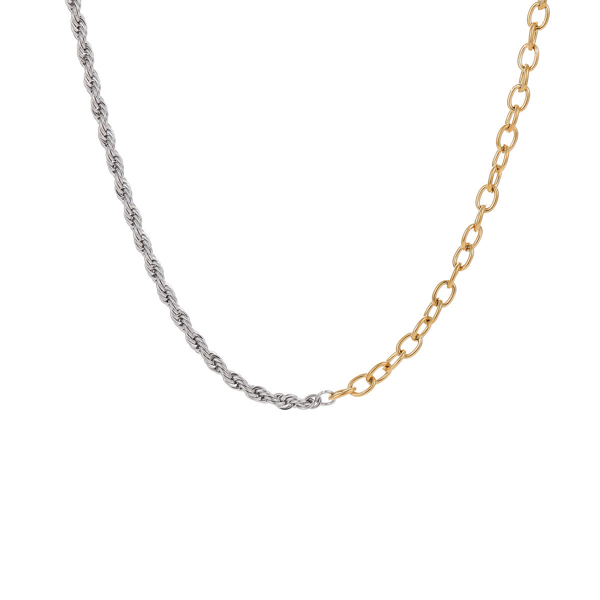 Fashionable Geometric Stainless Steel Necklace with Plated Finish for Women