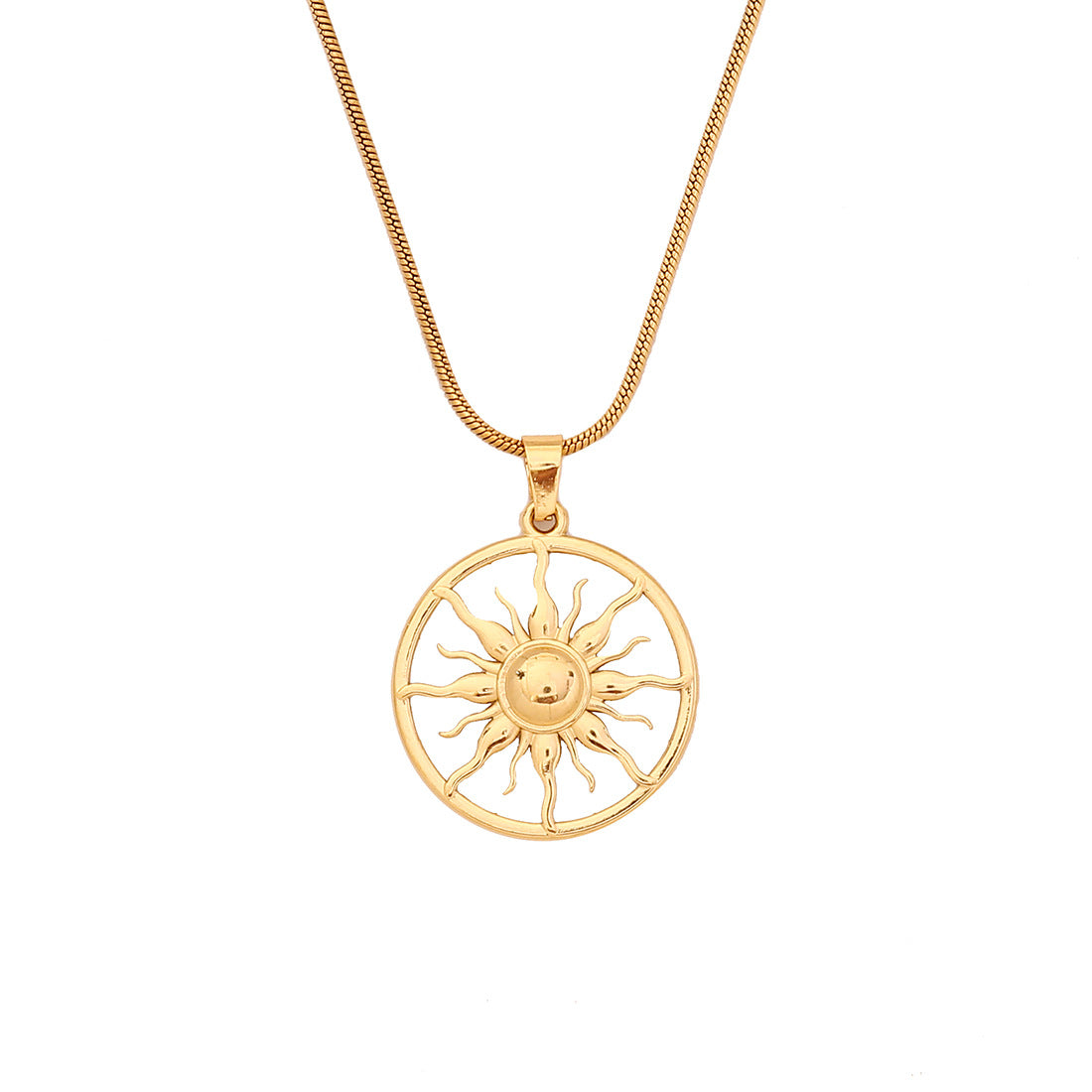 Heart-Shaped Sun Pendant Necklace in Stainless Steel for Women with Romantic and Playful Design