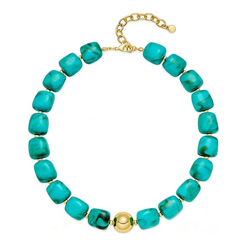 Casual Square Resin Polished Pendant Necklace for Women