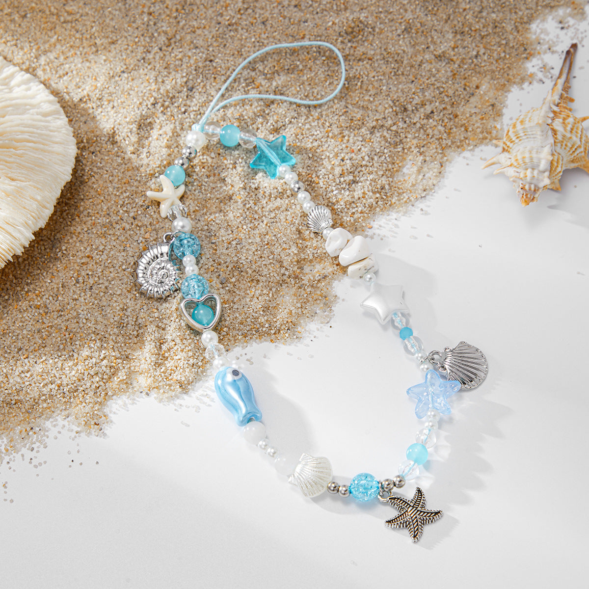 Sweet Acrylic Star Keychain with Pearl Inlay Plated