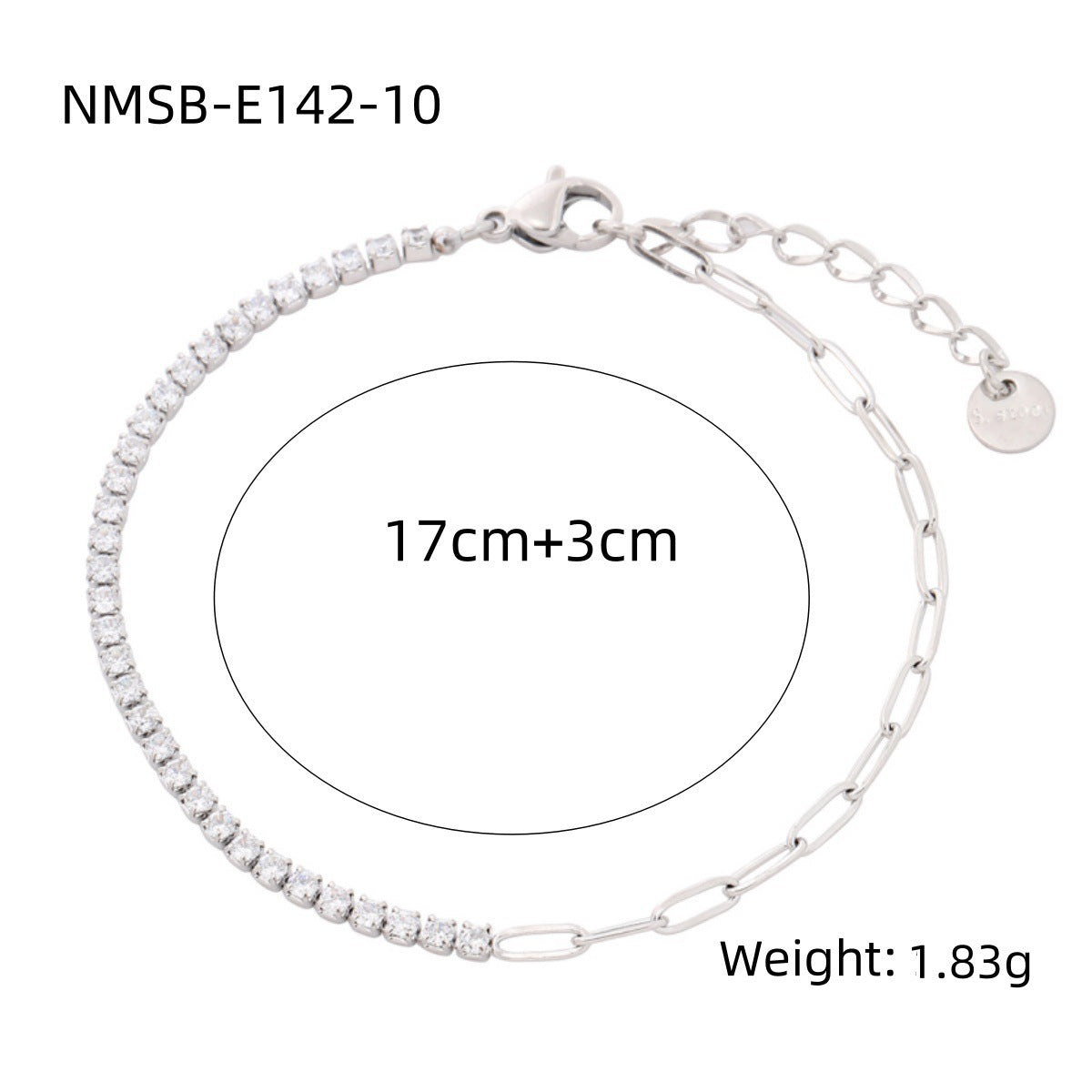 Pulsera geométrica de arcoíris de moda con diamantes de imitación para mujer, de acero de titanio con acabado chapado y delicado diseño de cristales de hilera completa