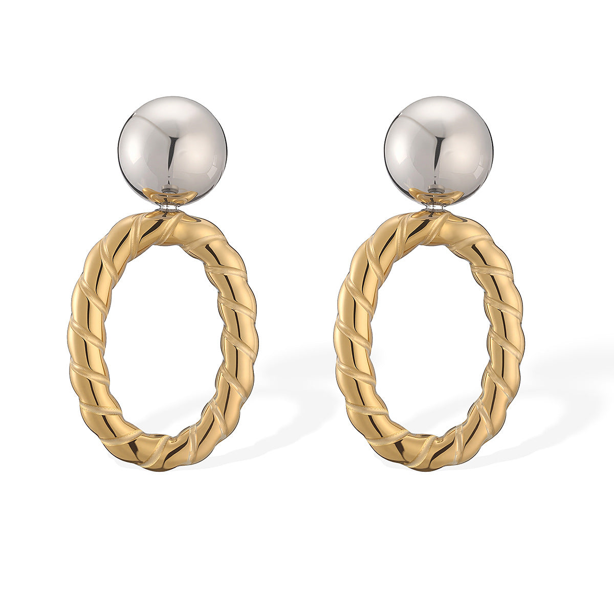 Minimalist Geometric 18K Gold Plated Stainless Steel Earrings for Women