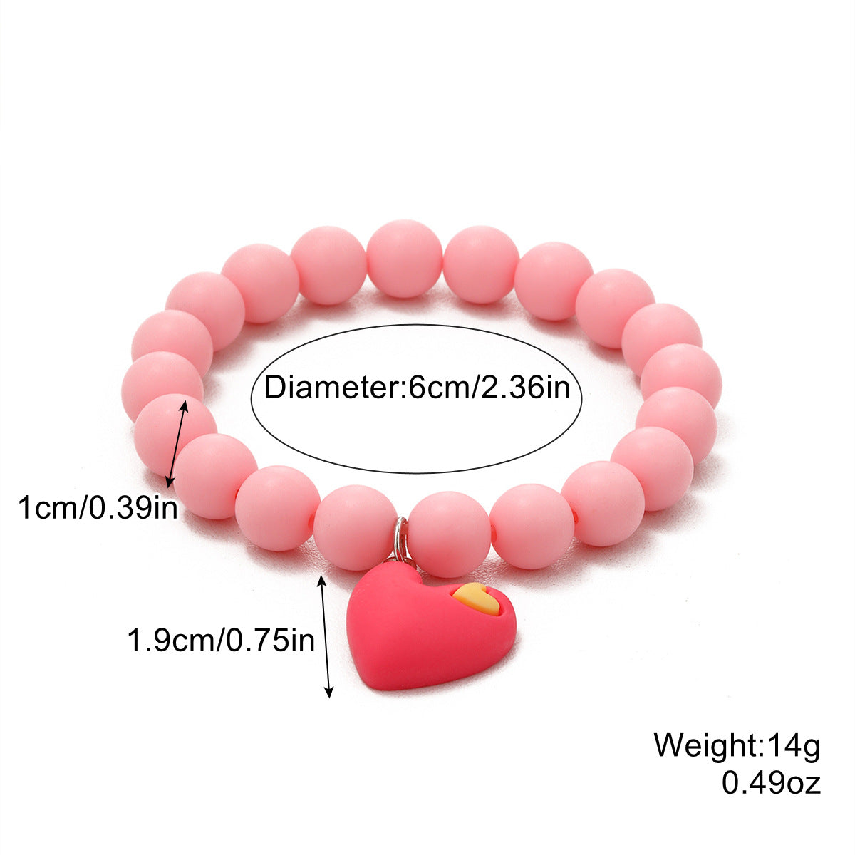 Set di bracciali in acrilico lucido a forma di cuore con lettere stile bohémien per donna