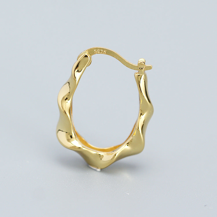 Orecchini a Cerchio Geometrici alla Moda da Donna in Argento Sterling 925 con Finitura Placcata