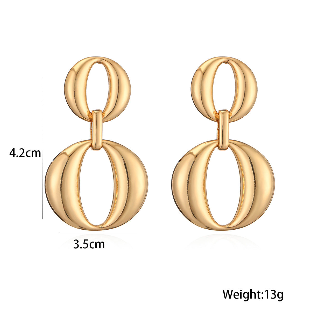 Minimalist Geometric Copper Earrings with 18K Gold Plating for Women — Lightweight Luxury Fashion Ear Jewelry