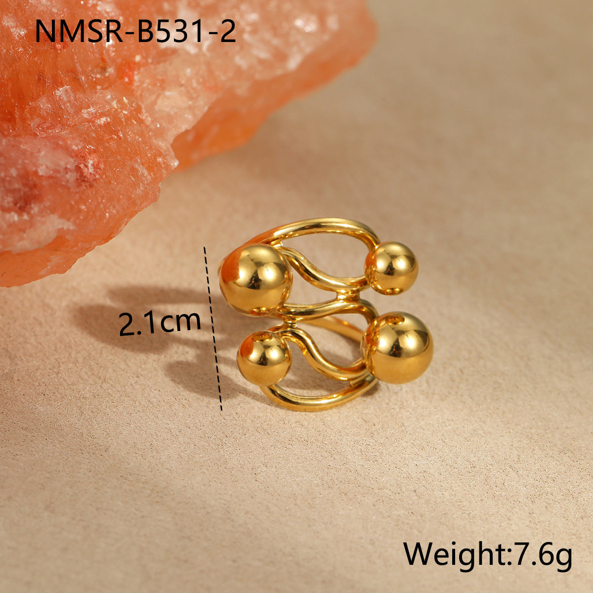 Anillo de acero inoxidable geométrico minimalista con chapado en oro de 18 quilates para mujer