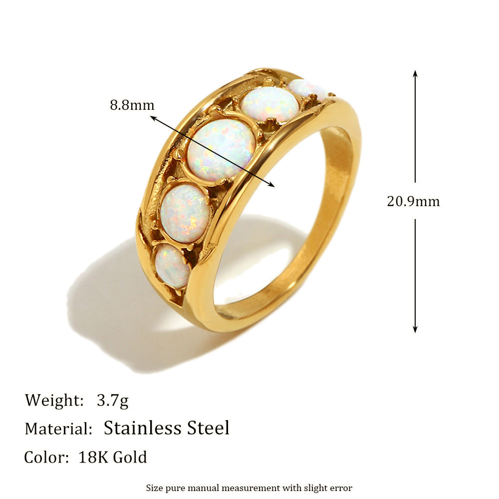 Fashionable Geometric Stainless Steel Ring with 18K Gold Plating for Women