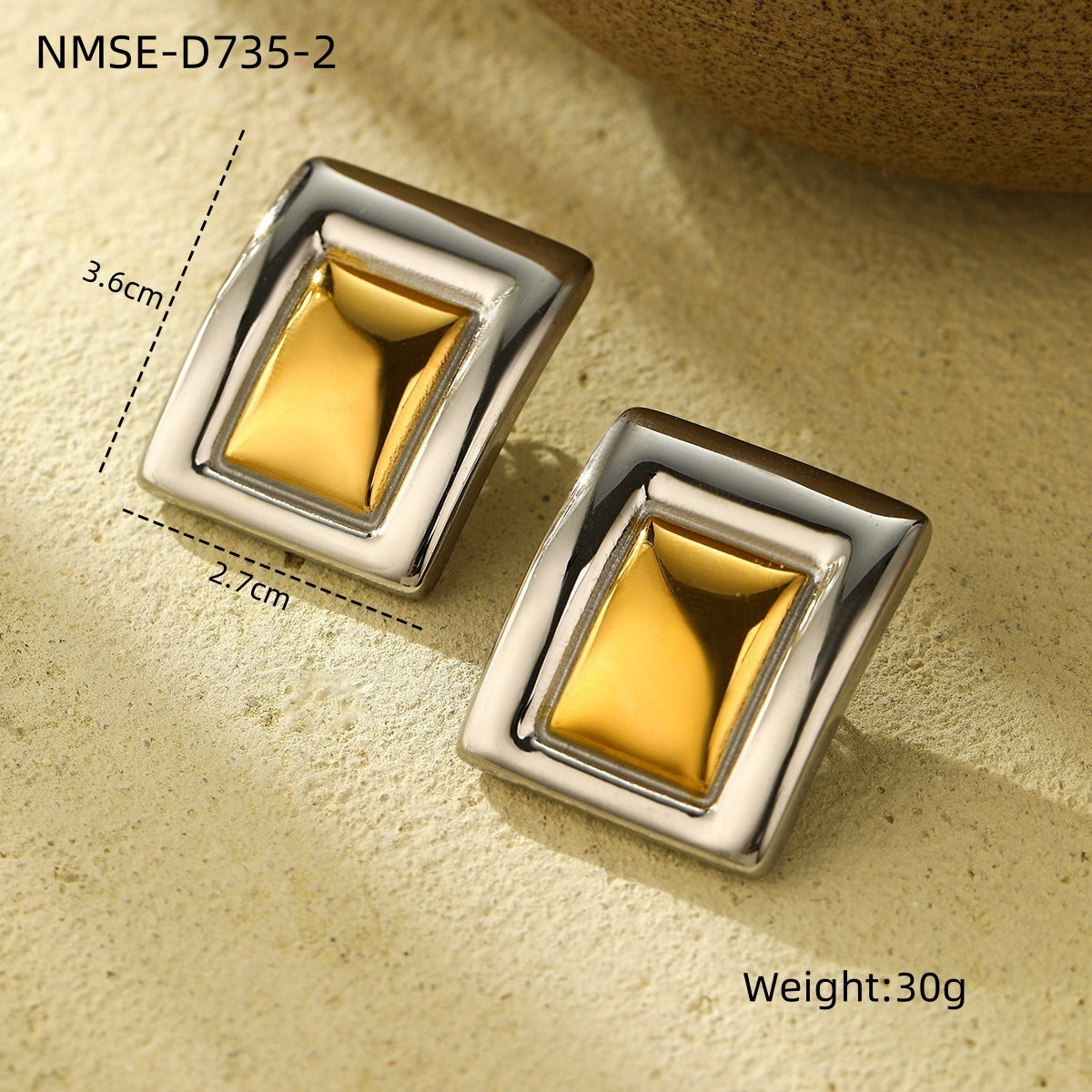 Pendientes Minimalistas Cuadrados de Acero Titanio con Acabado Galvanizado para Mujer, a la Moda, para la Oficina, Hipoalergénicos de Acero Inoxidable
