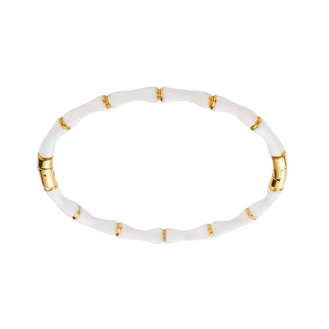 Minimalist 18K Gold Plated Drip Oil Geometric Bamboo Stainless Steel Bracelet