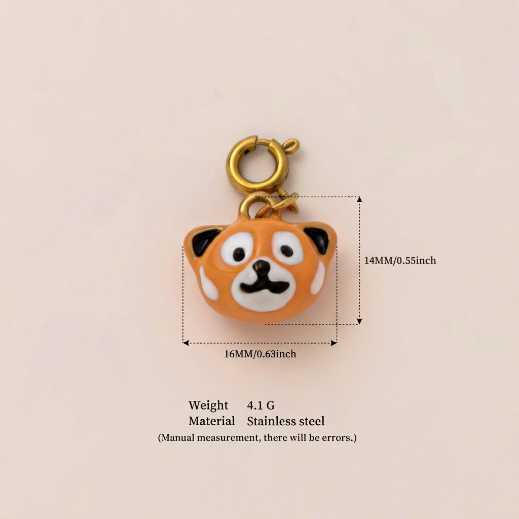 Vintage 18K Gold Plated Stainless Steel Animal Pendant Charm Bar for Women