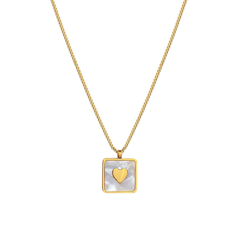 Geometric Minimalist Titanium Steel Plated Necklace with Stainless Steel 304 Pendant for Unisex