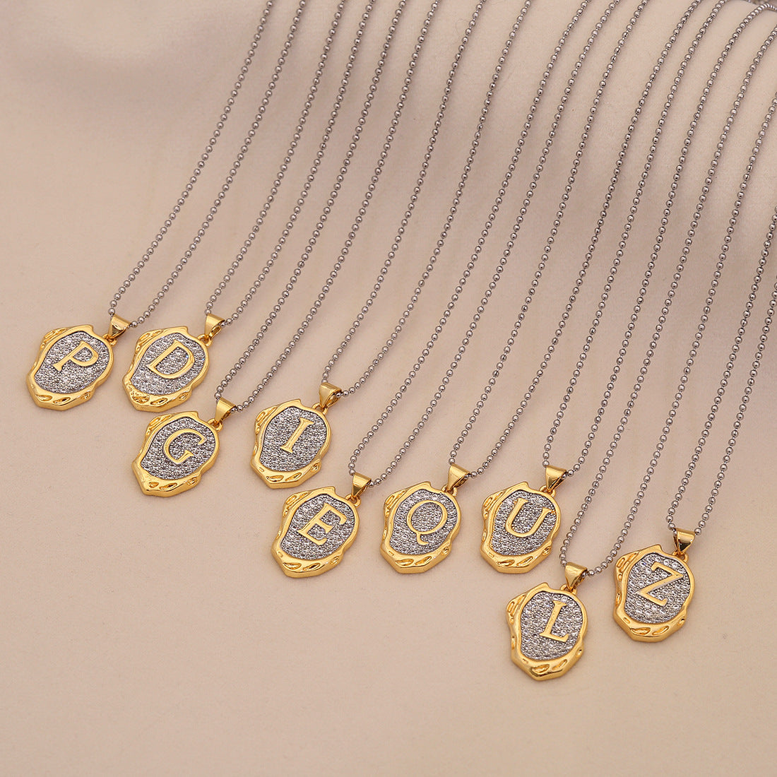 Retro Letter Pendant Necklace for Women in Brass with Minimalist Elegant Locket Style