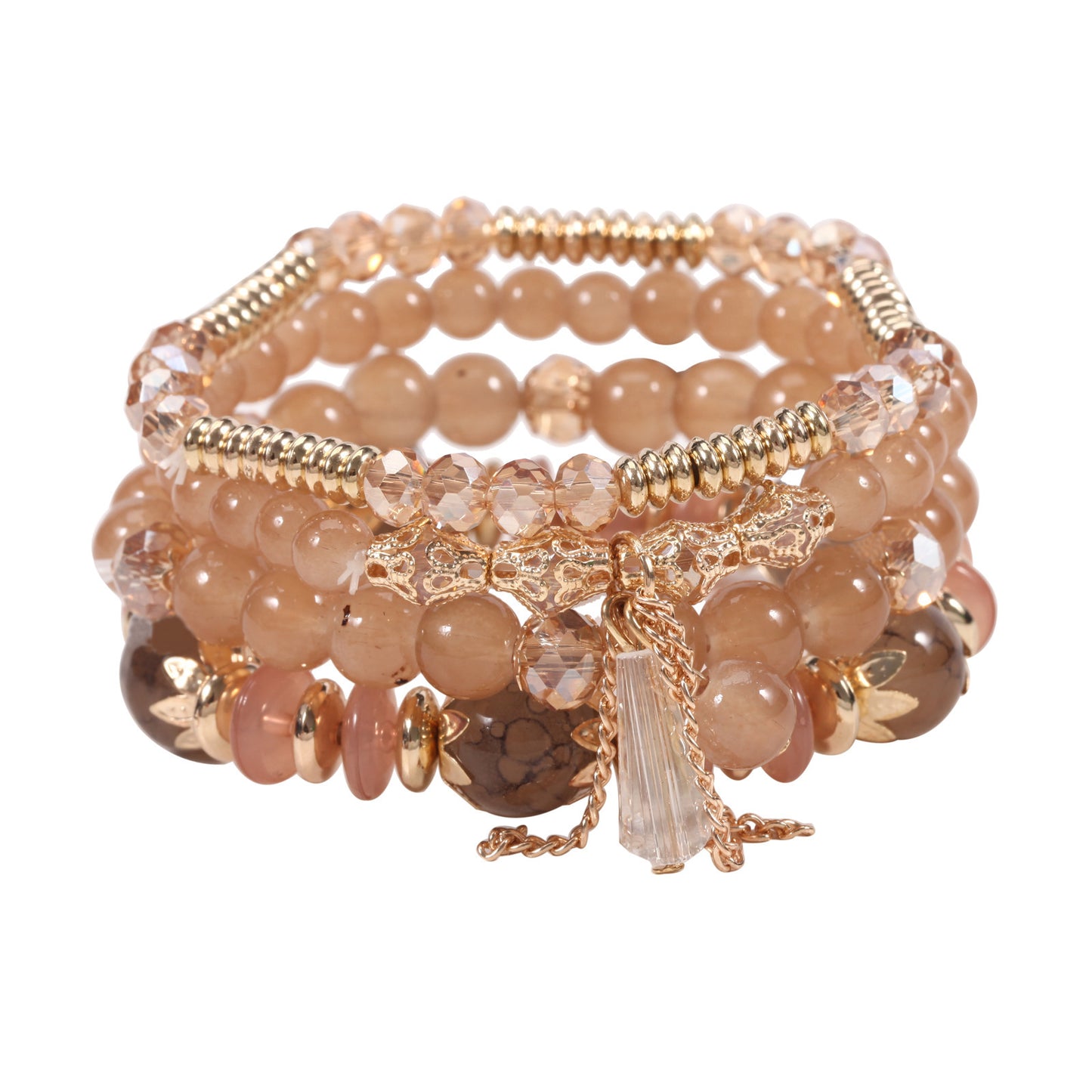 Bohemian Plated Agate Crystal Floral Bracelet Set Unisex