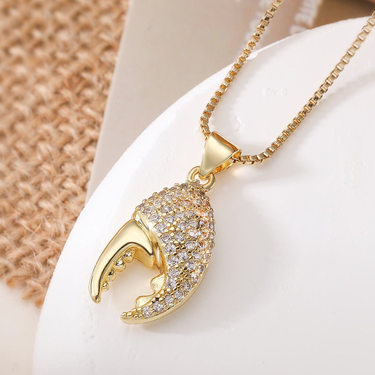 Minimalist Elegant Gold Plated Brass Geometric Cubic Zirconia Pendant Necklace for Women