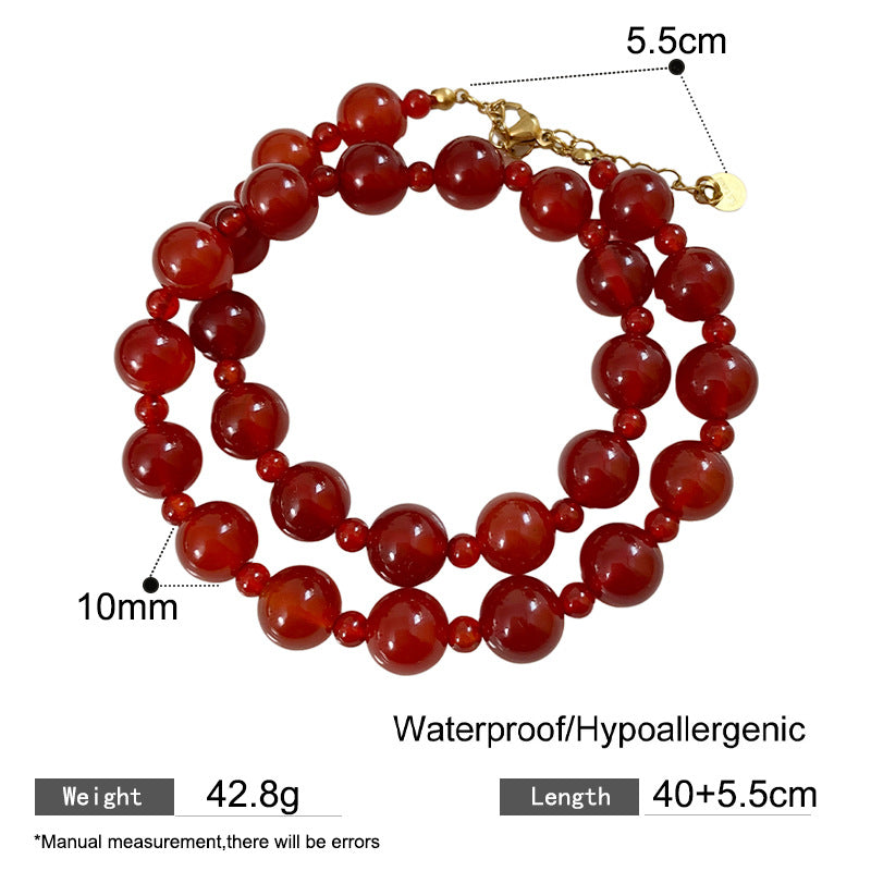 Sporty Sweet Titanium Steel Plated Beaded Necklace with Brass Pendant