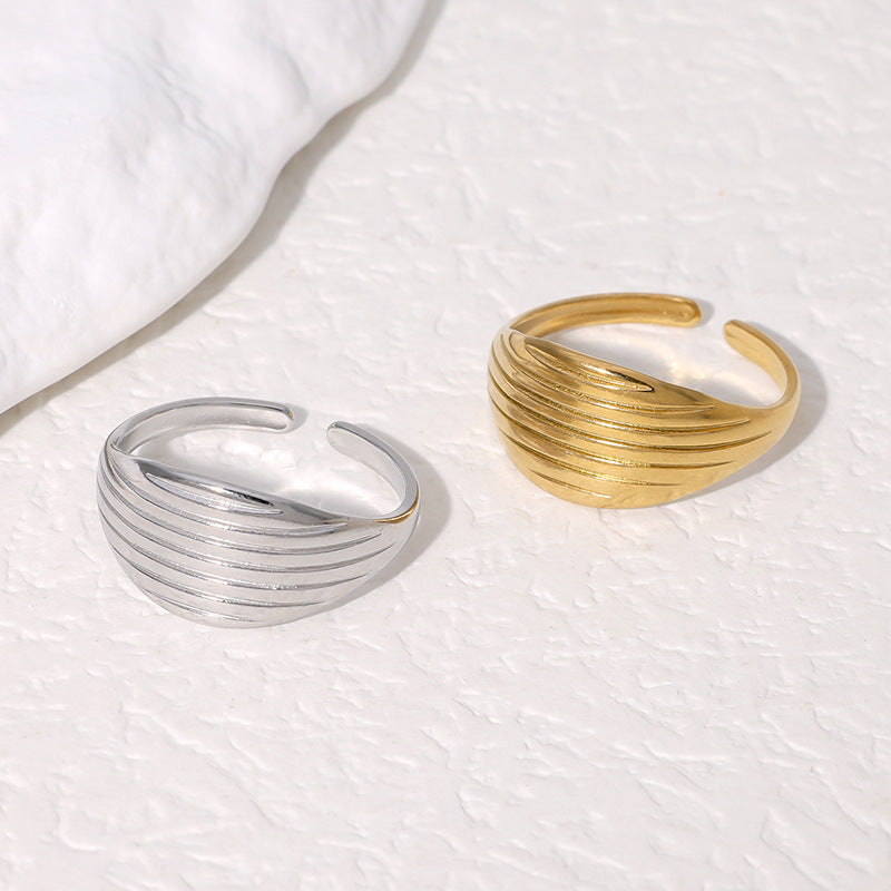 Anello Aperto Geometrico Minimalista da Donna in Acciaio Inossidabile con Placcatura in Oro 18K