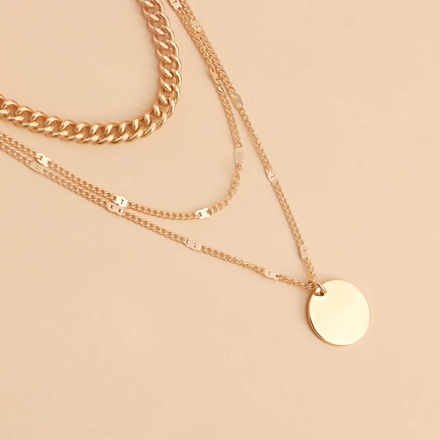 Punk Geometric Metal Pendant Necklace for Women with Plated Finish and Delicate Choker Style