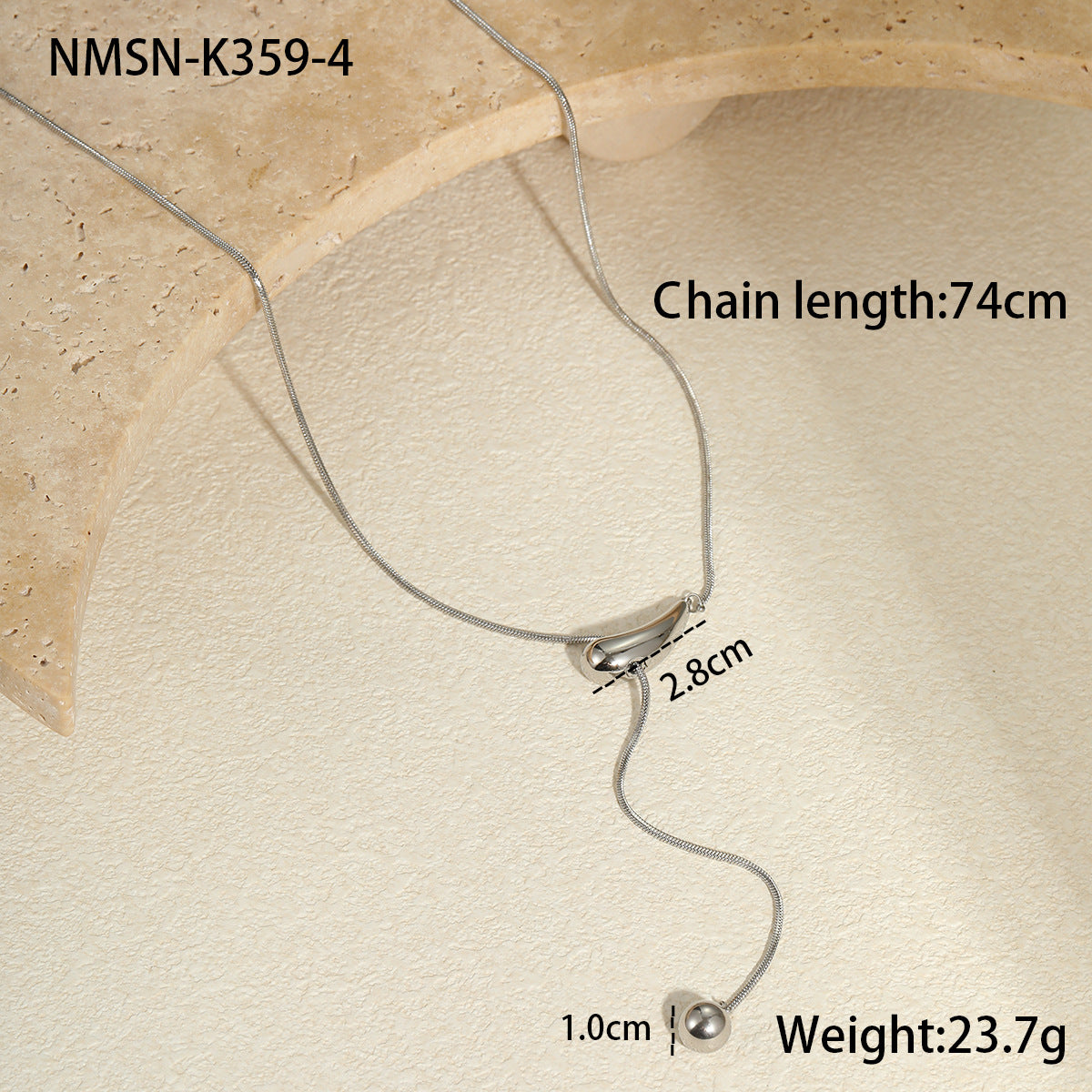 Fashionable Geometric Stainless Steel Snake Chain Necklace with 18K Gold Plating Lightweight Luxury Y-Shape Design for Women