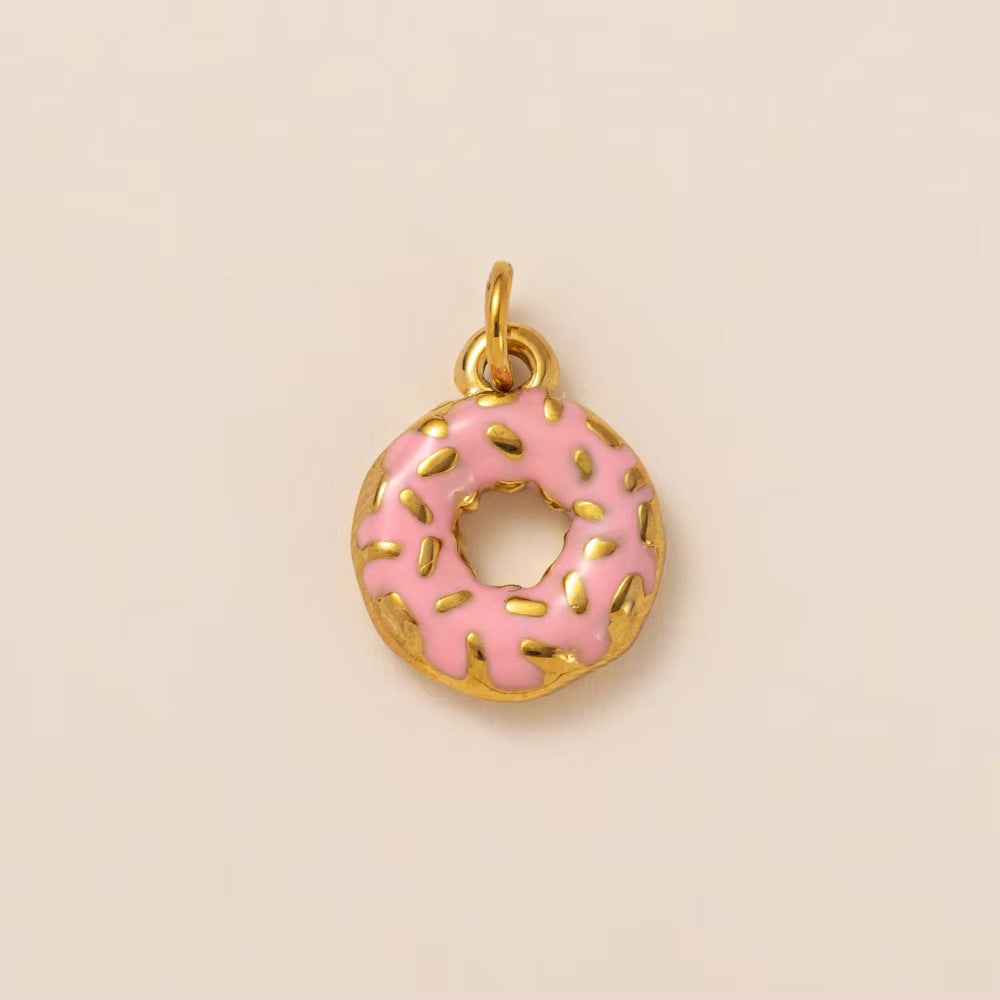 Vintage 18K Gold Plated Stainless Steel Geometric Floral Charm Bar