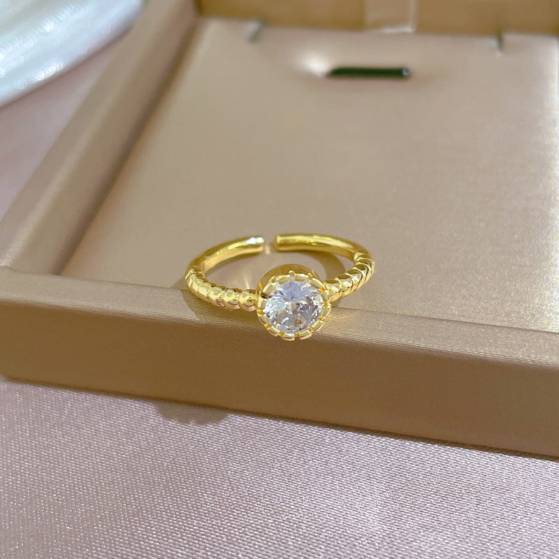 Minimalist Kawaii Fresh and Sweet Crown-Shaped Open Ring for Women Brass Finger Ring