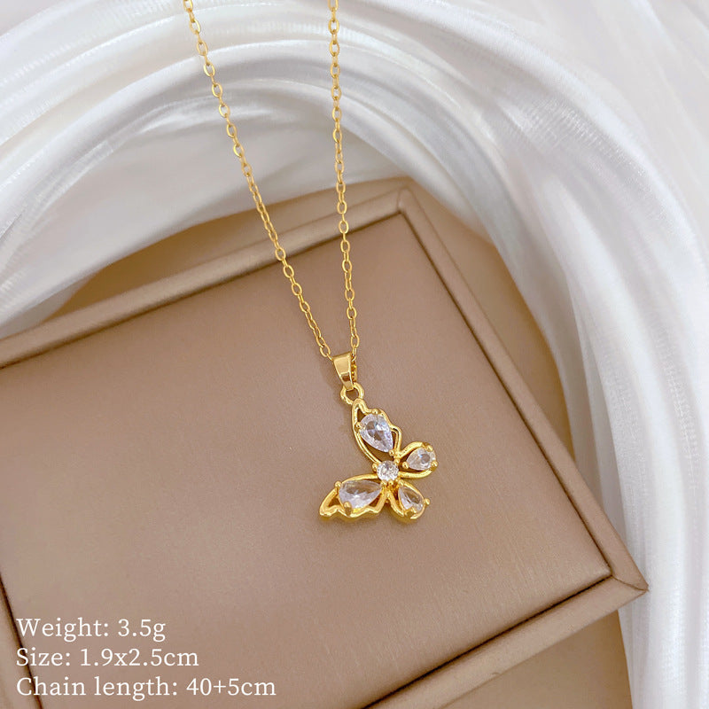 Collana Minimalista Geometrica in Acciaio al Titanio con Pendente in Rame Placcato Oro su Catena a Maglie per Uomo e Donna