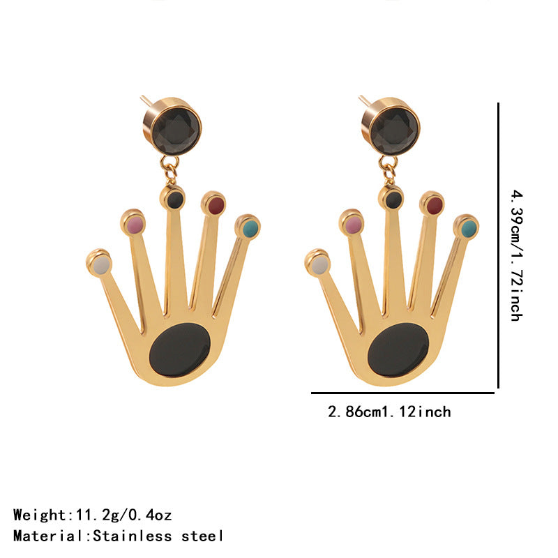 Elegant Casual Drip Oil Hand Shaped Stainless Steel Earrings for Women