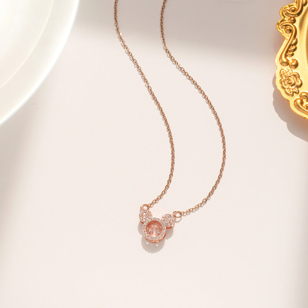 Collana pendente con quadrifoglio in acciaio al titanio placcato oro rosa 18 carati minimalista di lusso da donna
