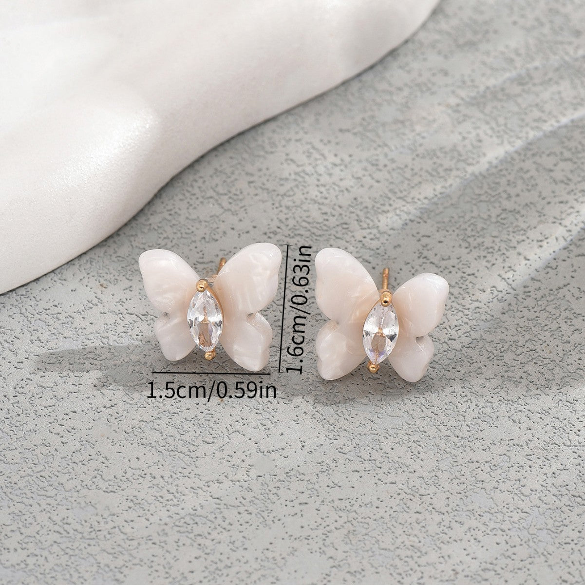 Minimalist Butterfly-Shaped Stud Earrings with Zircon Inlay for Women Stainless Steel Post