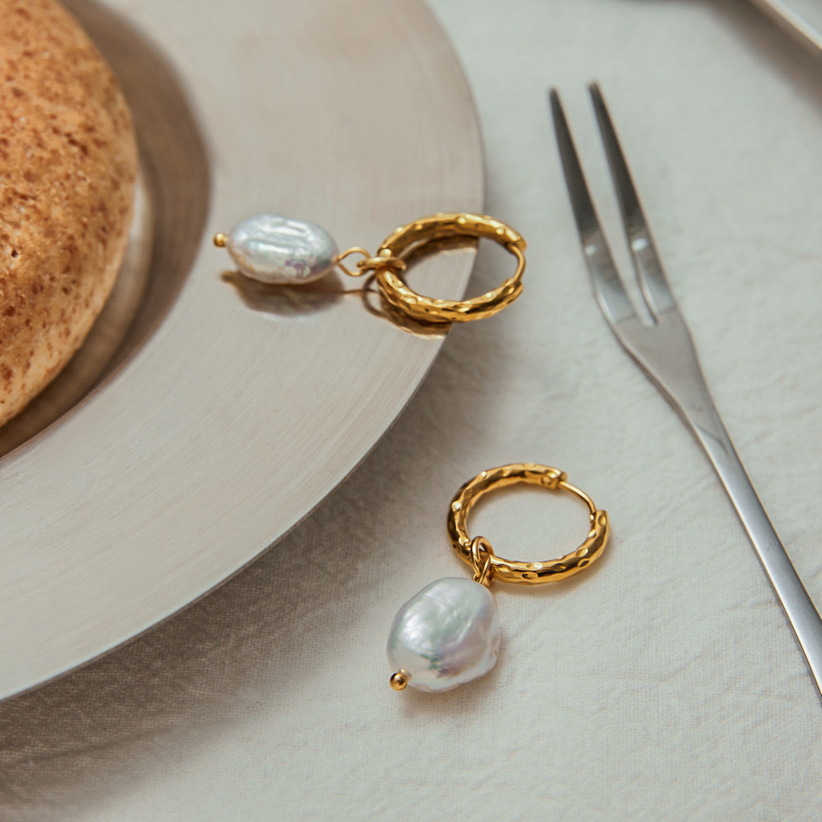 Elegant Geometric Pearl Inlay Plated Stainless Steel Earrings for Women