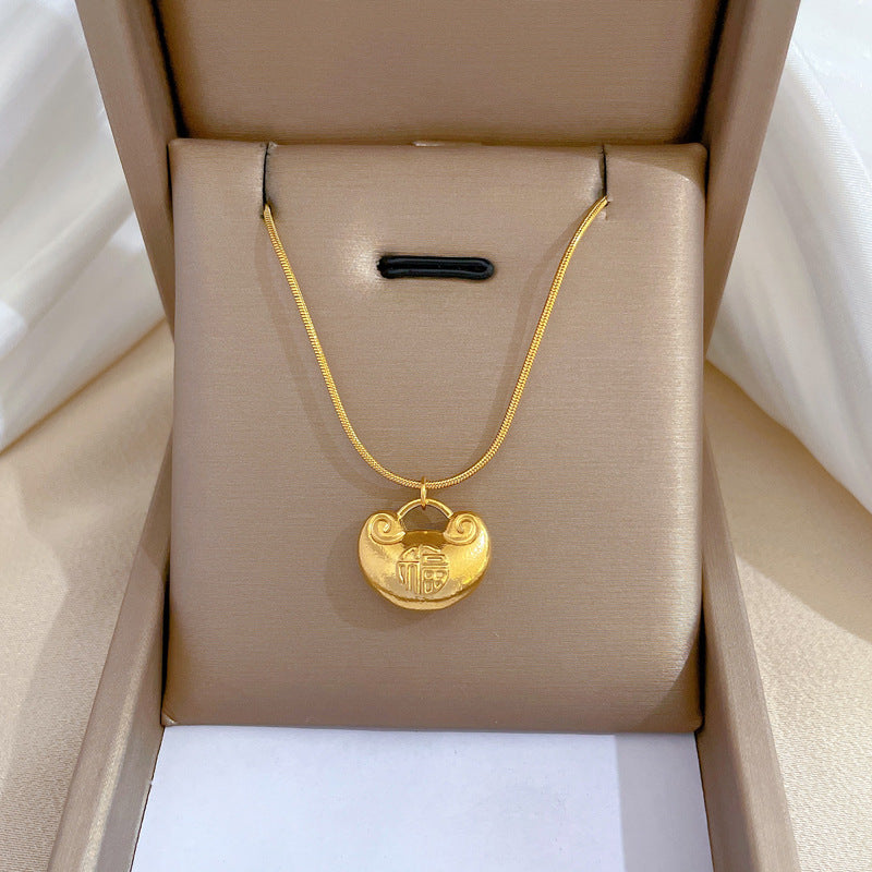Collana Minimalista Geometrica in Acciaio Titanio Placcato per Uomo e Donna Stile Fresco e Dolce