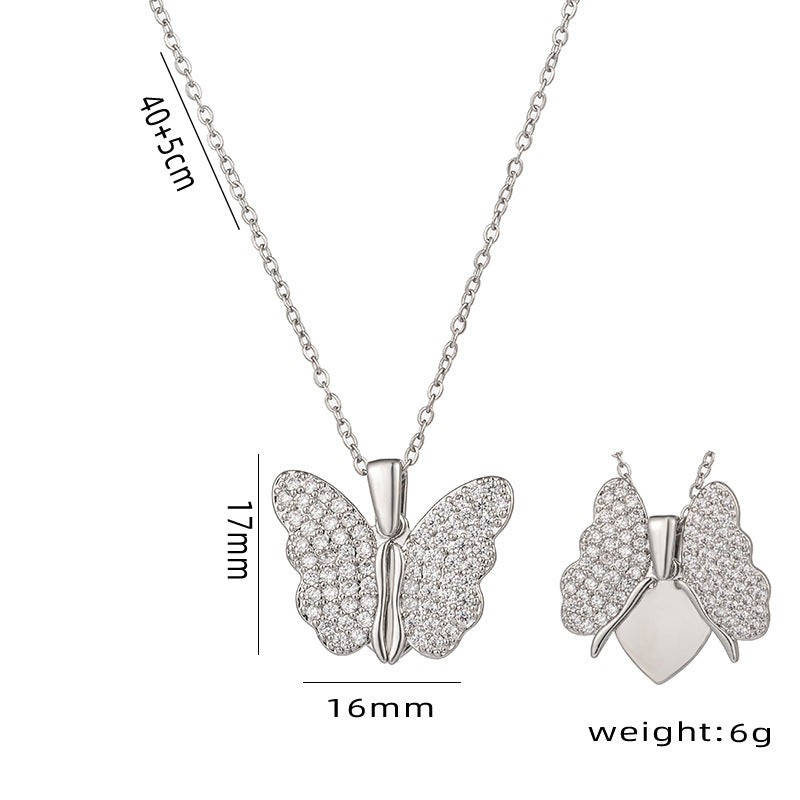 Butterfly Pendant Necklace with Opening Wings Design in Titanium Steel with Electroplated Finish for Women