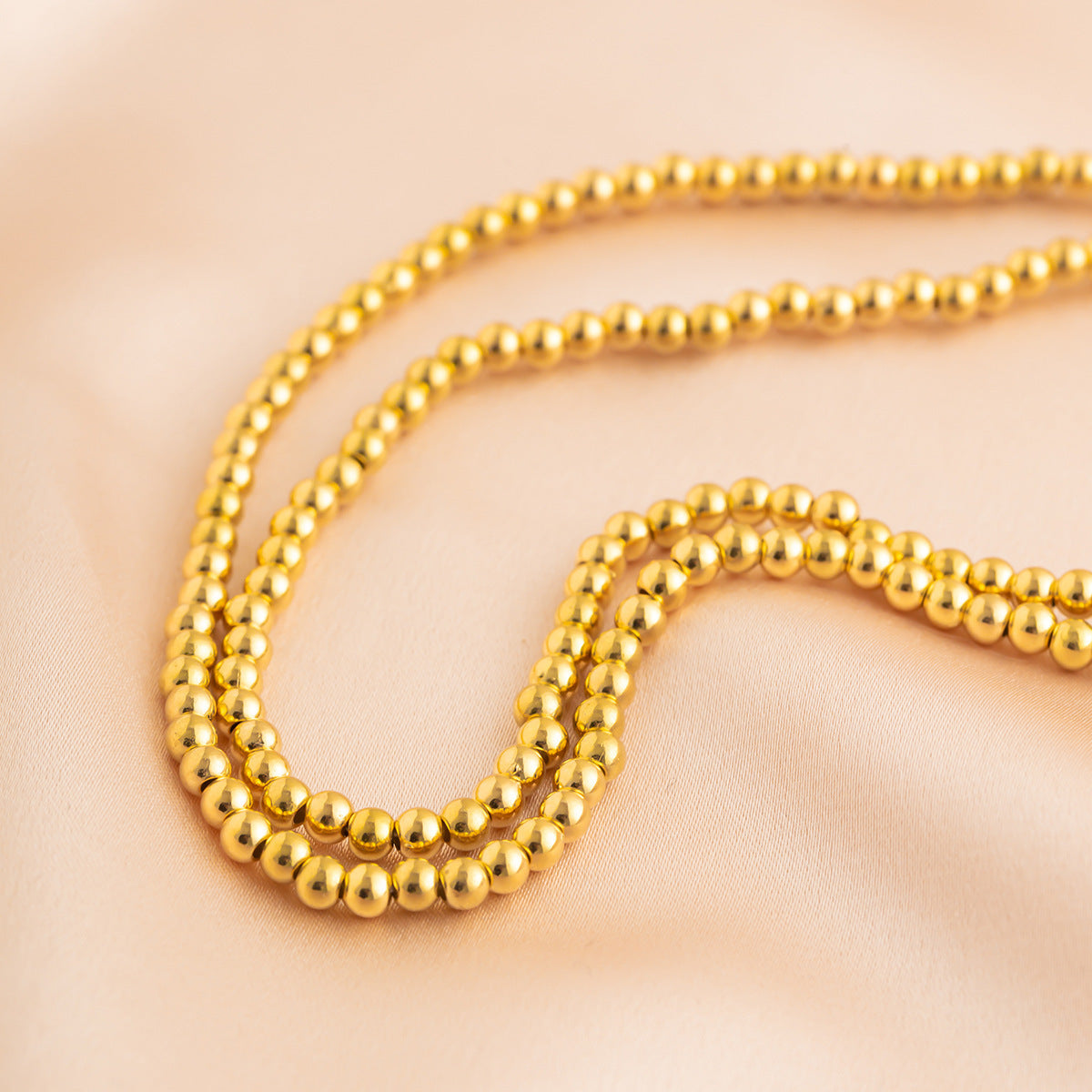 Cadena Corporal Minimalista de Doble Capa para Mujer con Cuentas de Perlas de Imitación y Diseño de Bolas Redondas de Metal