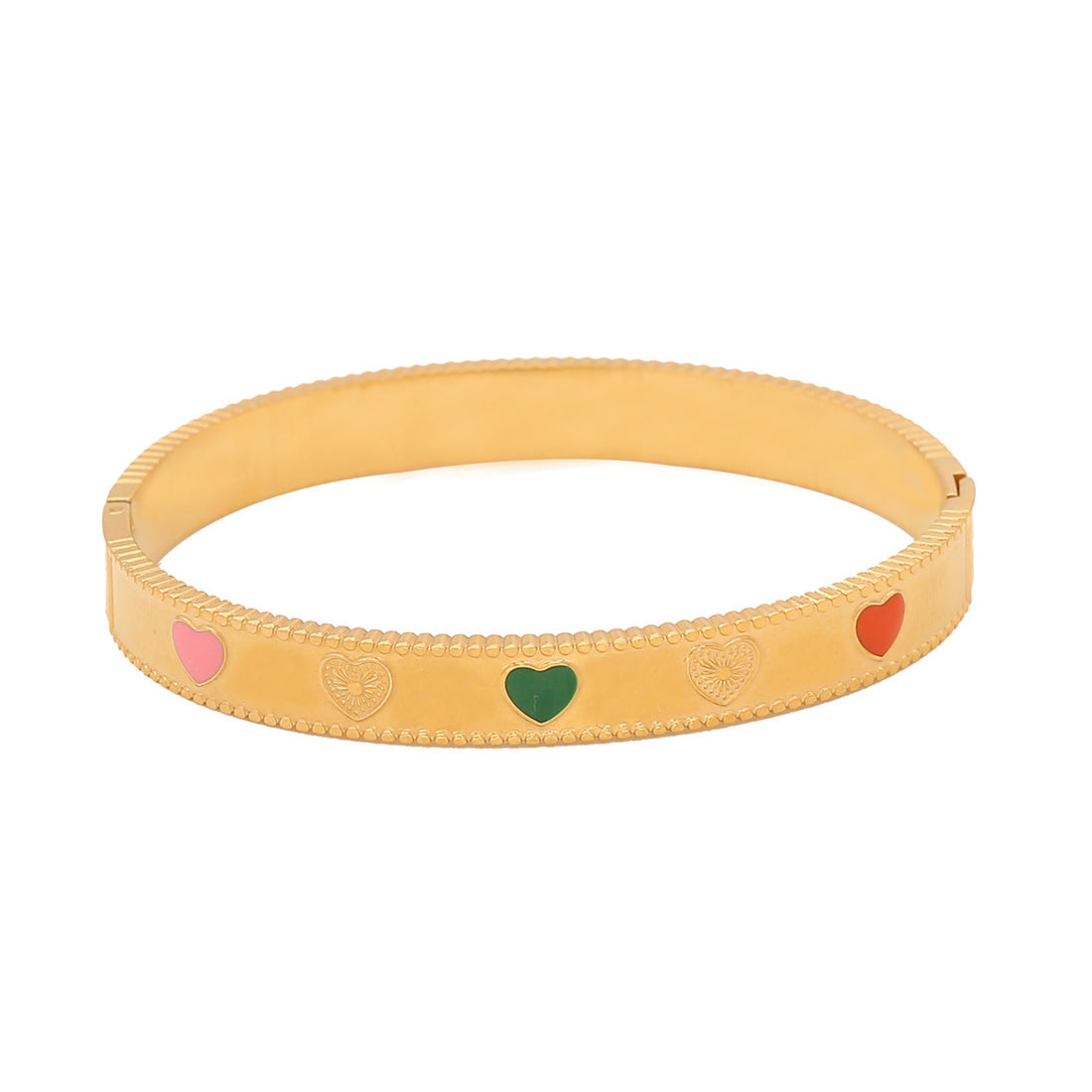 Braccialetto vintage da donna a forma di cuore in acciaio inossidabile con finitura placcata