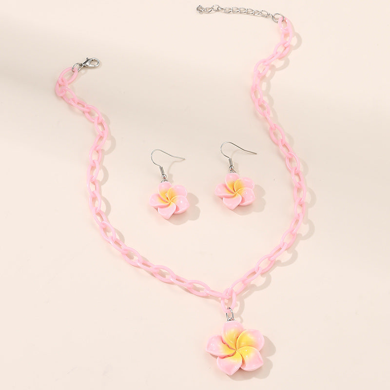 Set di collana con ciondolo a orso primaverile e floreale per bambini in resina con catena regolabile