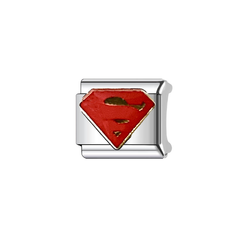 Sweet Cartoon Plated Stainless Steel Modular Charm Bar Bracelet Necklace Ring Set