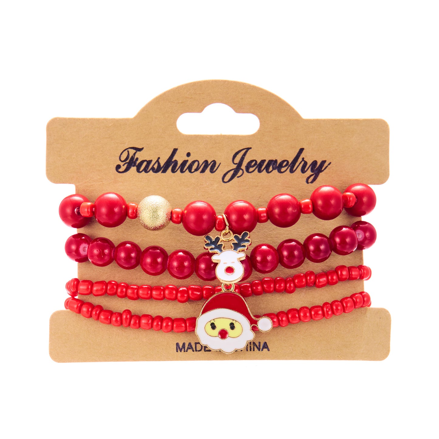 Bracciale da donna natalizio con pupazzo di neve e Babbo Natale in stile cartone animato, in lega di zinco con lavorazione artigianale