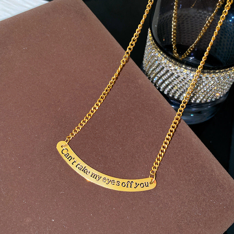 Minimalist Titanium Steel Plated Letter Smile Necklace Geometric Design
