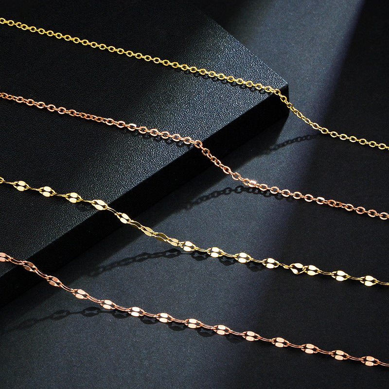 18K Gold Plated Geometric Lip Pendant Titanium Steel O-Chain Necklace for Women