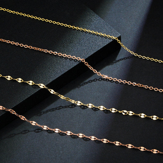 18K Gold Plated Geometric Lip Pendant Titanium Steel O-Chain Necklace for Women