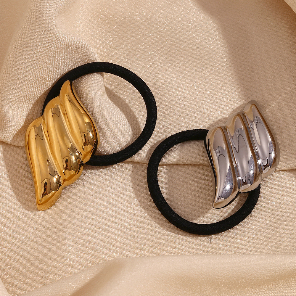 Minimalist Wing-Shaped Stainless Steel Hair Tie with 18K Gold Plating for Women