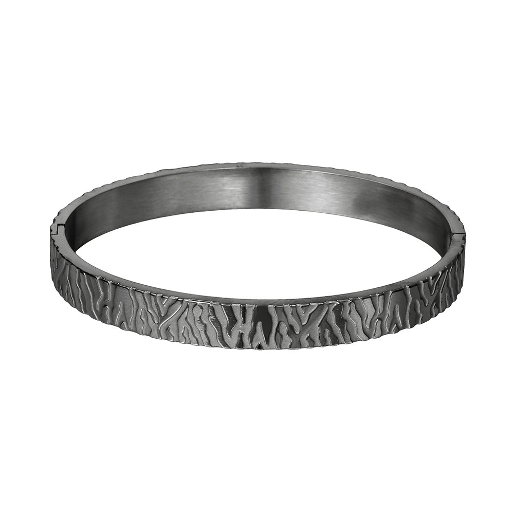 Hip-hop Geometric Round Plated Titanium Steel Stainless Steel Cuff Bracelet