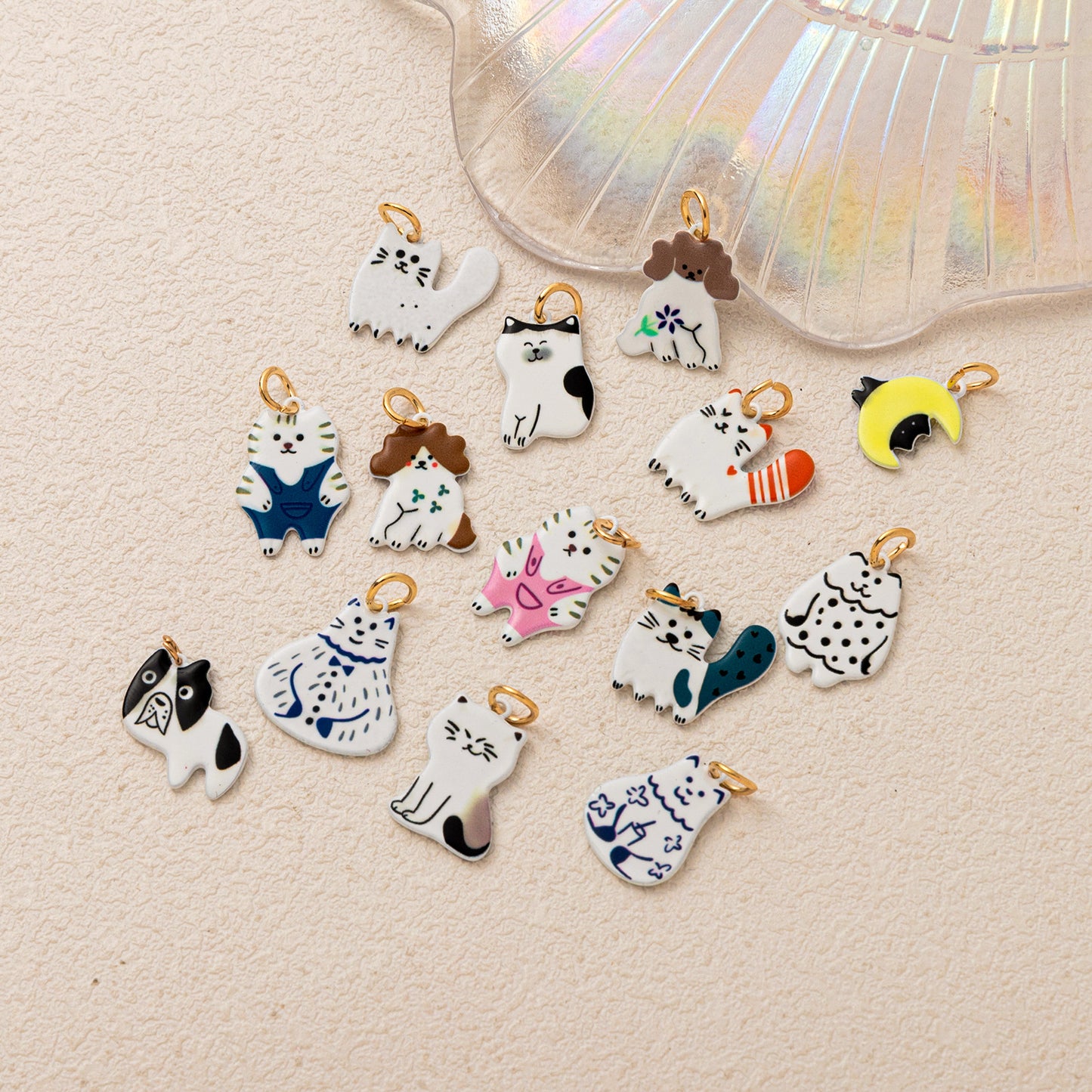 Luxury Casual Hand-Painted Animal Ceramic Pendant Stainless Steel Necklace for Unisex